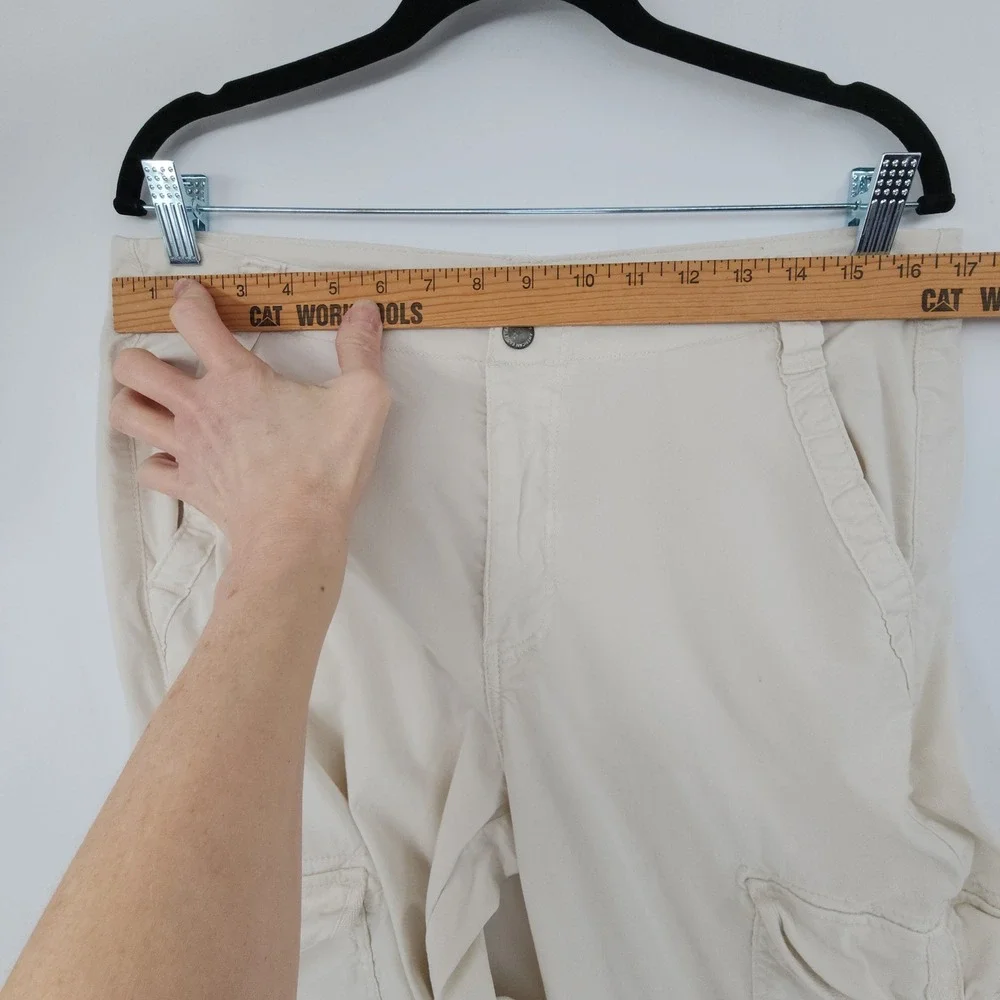 American Eagle Baggy Wide Leg Cargo Pants 8 Women Super High Rise‎ Cream Grunge